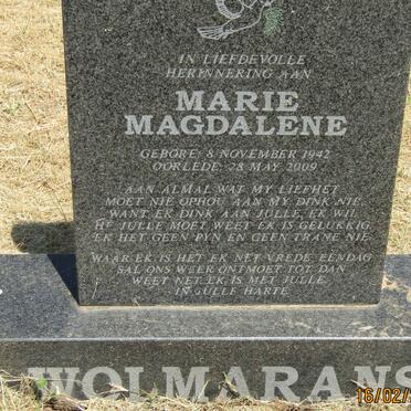 WOLMARANS Marie Magdelene 1942-2009