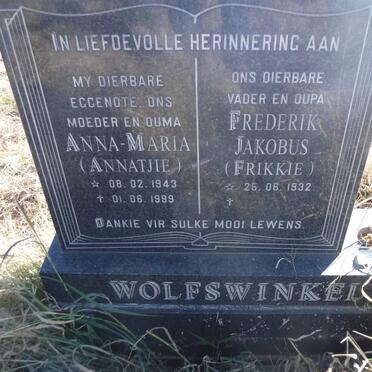 WOLFSWINKEL Frederik Jakobus 1932- &amp; Anna-Maria 1943-1999