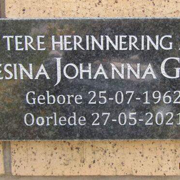 GREEFF Gesina Johanna 1962-2021
