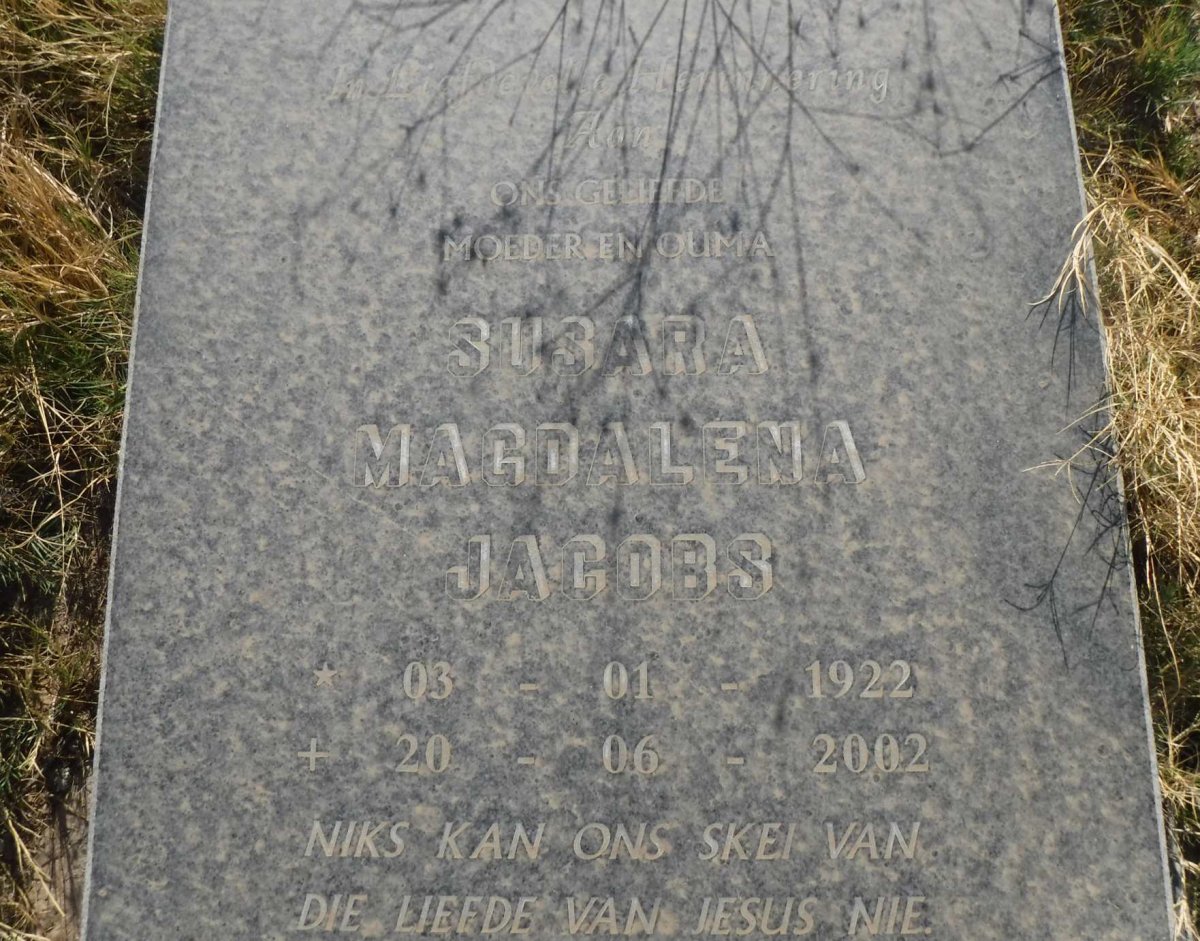 JACOBS Susara Magdalena 1922-2002