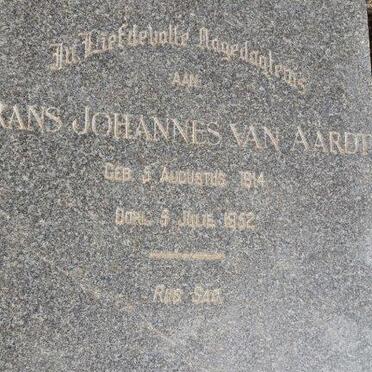 AARDT Frans Johannes, van 1914-1952