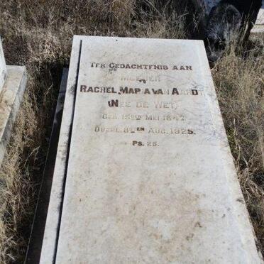 AARDT Rachel Maria, van nee DE WET 1847-1925