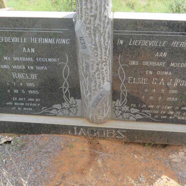 JACOBS Roelof 1915-1985 &amp; Elsie C.A.J. 1918-1993