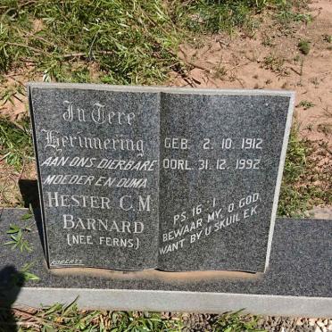 BARNARD Hester C.M. nee FERNS 1912-1992