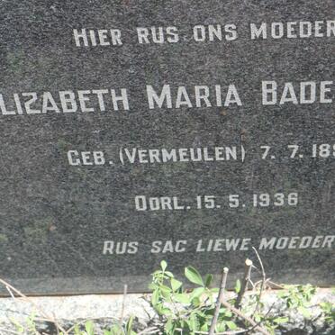 BADENHORST Elizabeth Maria nee VERMEULEN 1893-1936
