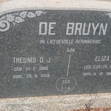 BRUYN Theunis D.J., de 1886-1959 &amp; Eliza E. COX 1890-1968