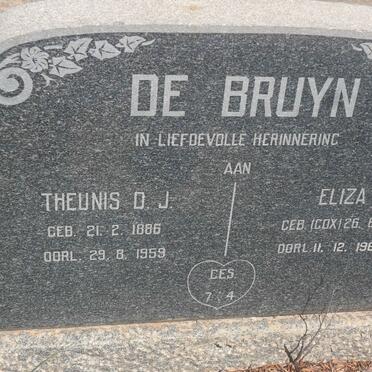 BRUYN Theunis D.J., de 1886-1959 &amp; Eliza E. COX 1890-1968