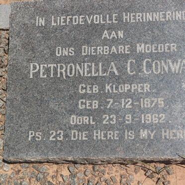 CONWAY Petronella C. nee KLOPPER 1875-1962