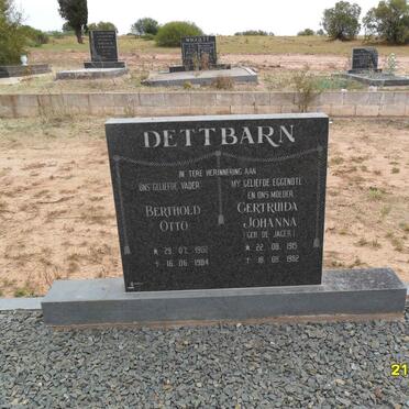 DETTBARN Berthold Otto 1902-1984 &amp; Gertruida Johanna DE JAGER 1915-1982