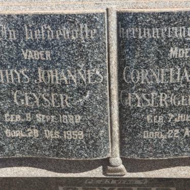GEYSER Matthys Johannes 188?-1959 &amp; Cornelia Sophia JOUBERT 1889-1950