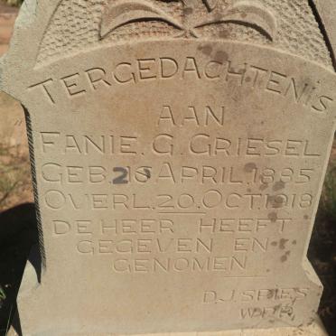 GRIESEL Fanie G. 18?5-1918
