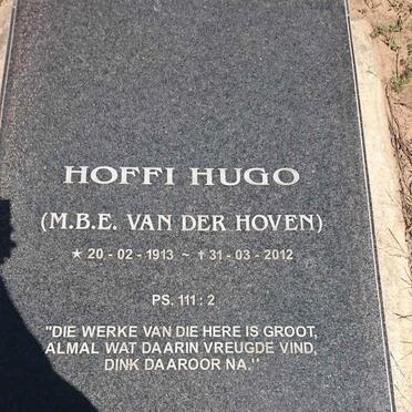 HUGO M.B.E. nee VAN DER HOVEN 1913-2012