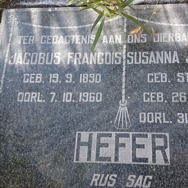 HEFER Jacobus Francois 1890-1960 &amp; Susanna Jacomina STRYDOM 1889-1959