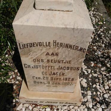 JAGER Christoffel Jacobus, de 1925-1927