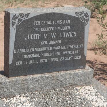 LOWIES Judith M.W. nee JONKER 1870-1920