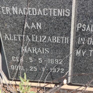 MARAIS Aletta Elizabeth 1892-1972