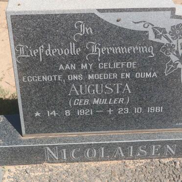 NICOLAISEN Augusta nee MULLER 1921-1981
