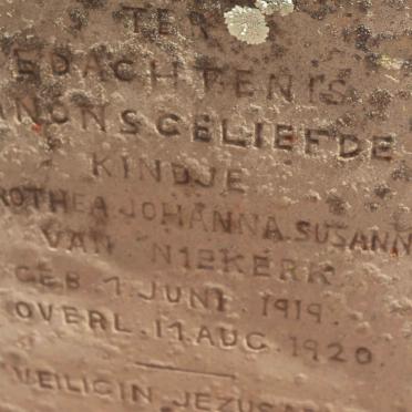 NIEKERK Dorothea Johanna Susanna, van 1919-1920
