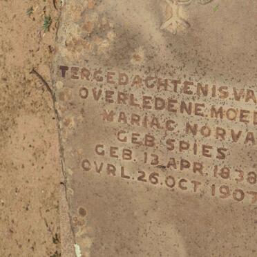 NORVAL Maria C. nee SPIES 1838-1907