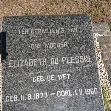 PLESSIS Elizabeth, du nee DE WET 1877-1960