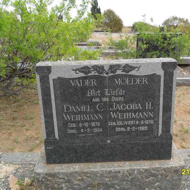WEIHMANN Daniel C. 1876-1954 &amp; Jacoba H. OLIVIER 1876-1969