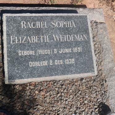 WEIDEMAN Rachel Sophia Elizabeth nee HUGO 1891-1938
