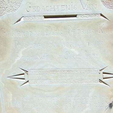 KOTZEE Gerhardus Dirk Petrus 1898-1901