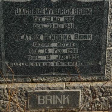 BRINK Jacobus Myburgh 1866-1941 &amp; Beatrix Hendrina KOTZE 1866-1936