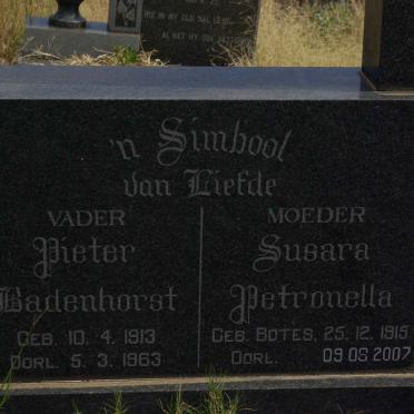 BADENHORST Pieter 1913-1963 &amp; Susara Petronella BOTES 1915-2007