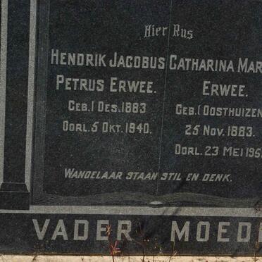 ERWEE Hendrik Jacobus Petrus 1883-1940 &amp; Catharina Maria OOSTHUIZEN 1883-1959