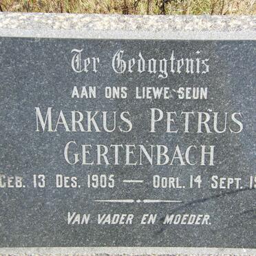 GERTENBACH Markus Petrus 1905-1933