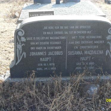 HAUPT Johannes Jacobus 1874-1958 &amp; Susanna Magdalena 1880-1962