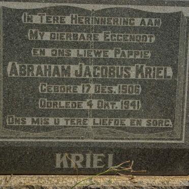 KRIEL Abraham Jacobus 1906-1941