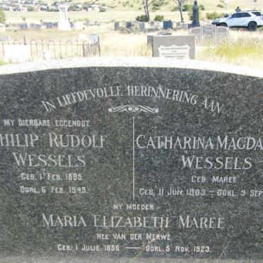 MAREE Maria Elizabeth nee VAN DER MERWE 1856-1923 :: WESSELS Philip Rudolf 1885-1949 &amp; Catharina Magdalena MAREE 1883-1962  