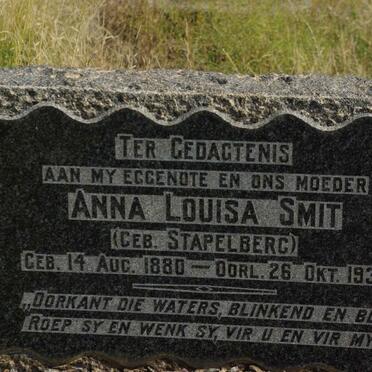 SMIT Anna Louisa nee STAPELBERG 1880-1937