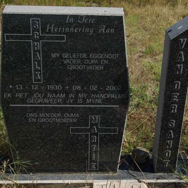 SANDT Schalk, van der 1930-2002 &amp; Martie