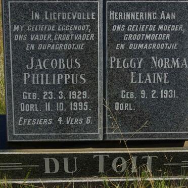 TOIT Jacobus Philippus, du 1929-1995 &amp; Peggy Norma Elaine 1931-