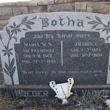 BOTHA Jacobus C. 1864-1934 & Maria M.S. SWANEPOEL 1865-1948