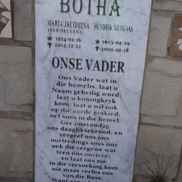 BOTHA Hendrik Nicolaas 1923-2000 &amp; Maria Jacomina VERMEULEN 1924-2014 _2