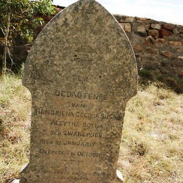 BOTHA Hendriena Cecilia Susara Aletta nee SWANEPOEL 1844-1921