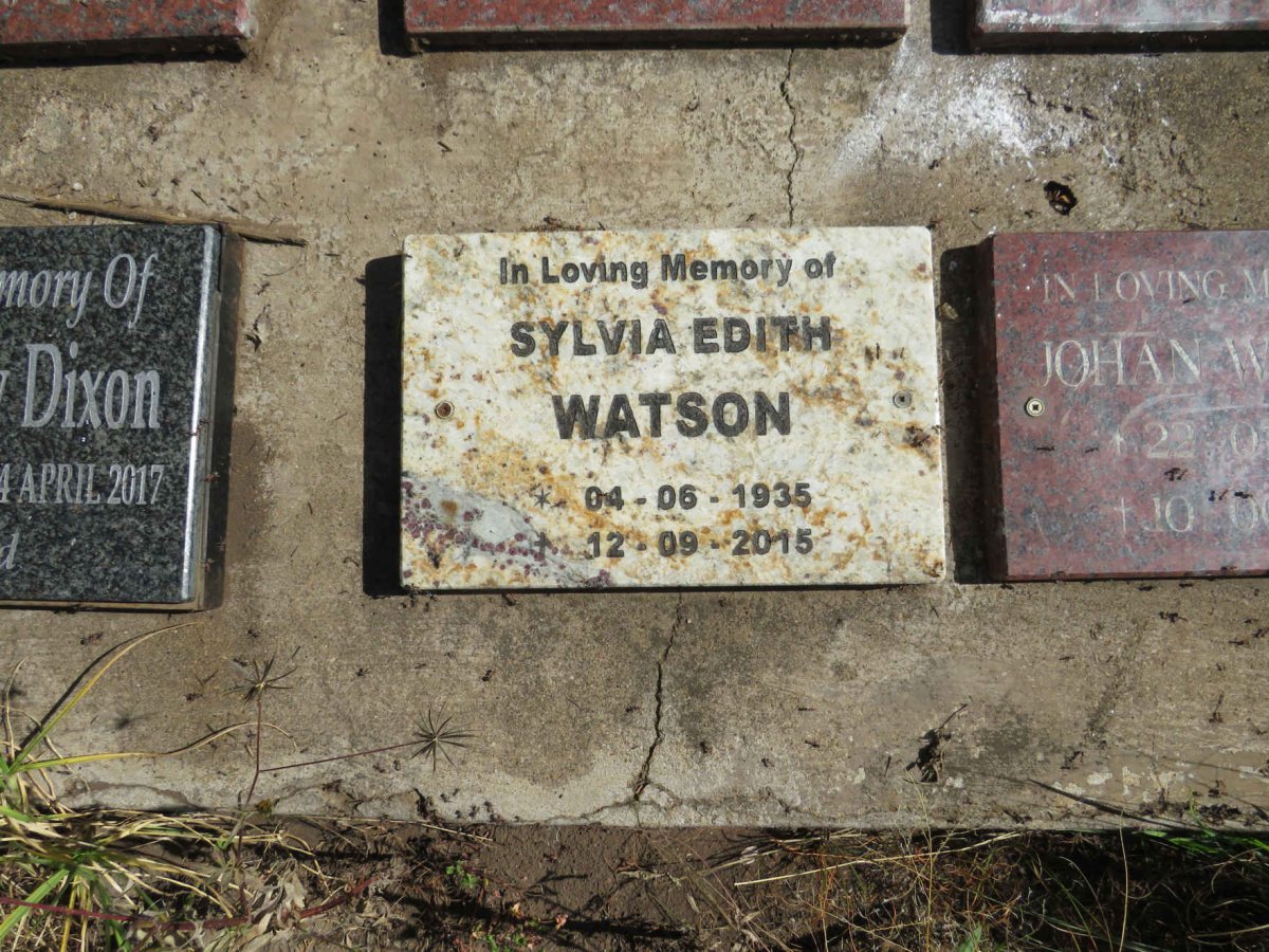 WATSON Sylvia Edith 1935-2015