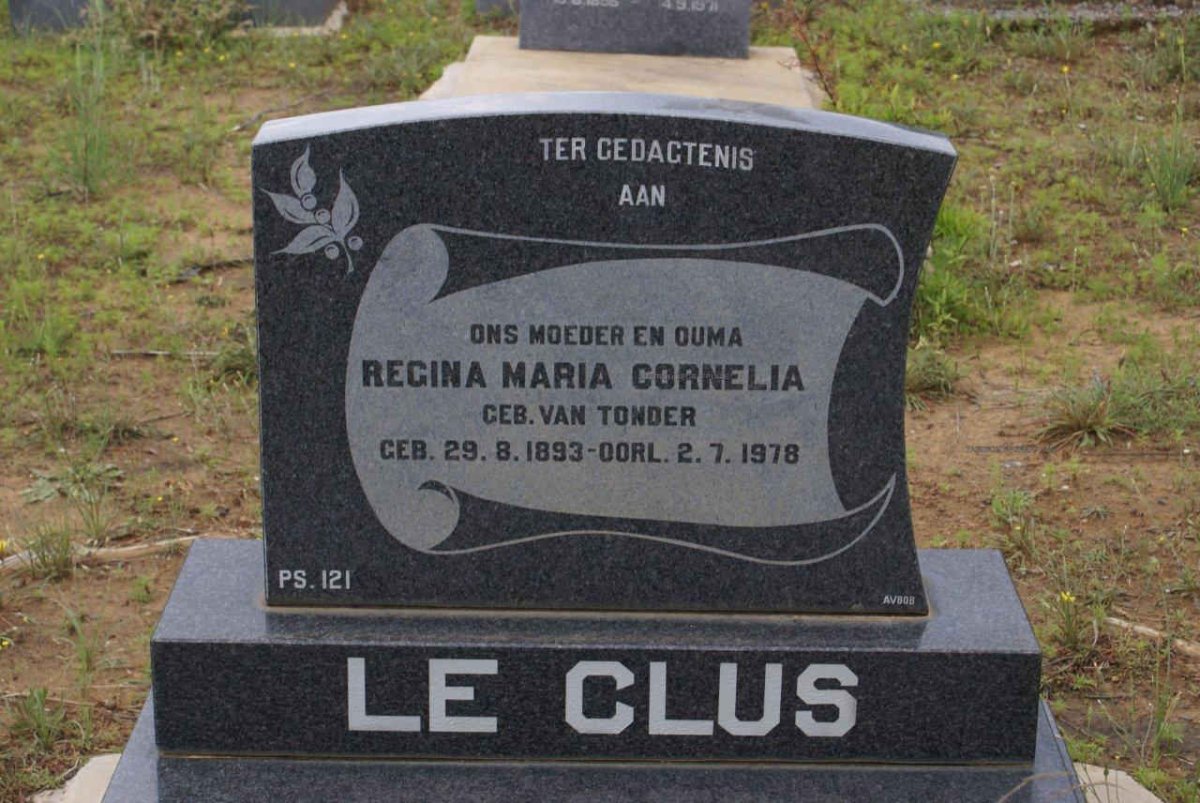 CLUS Regina Maria Cornelia, le nee VAN TONDER 1893-1978