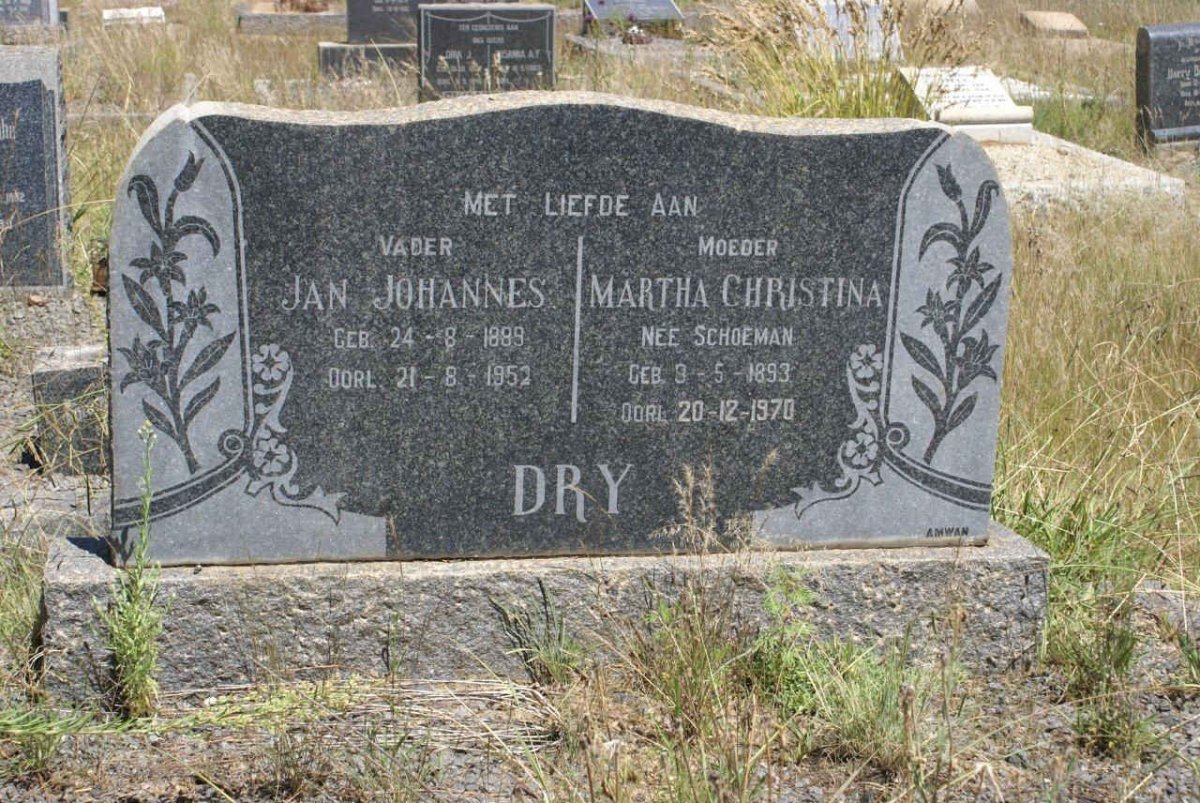 DRY Jan Johannes 1889-1952 &amp; Martha Christina SCHOEMAN 1893-1970