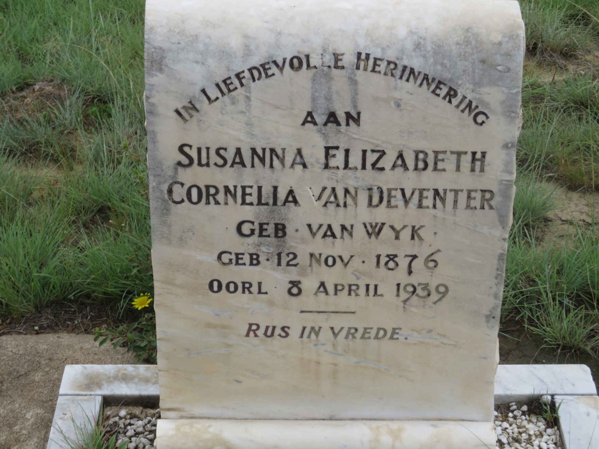 DEVENTER Susanna Elizabeth Cornelia, van nee VAN WYK 1876-1939