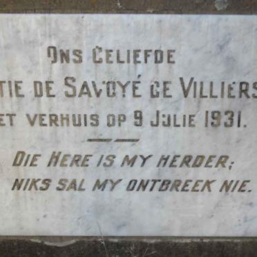 VILLIERS Lettie De Savoye, de -1931