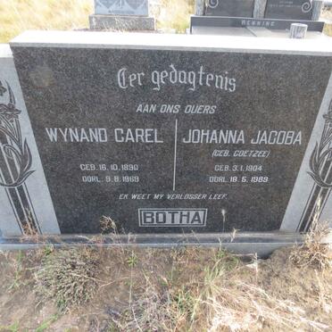 BOTHA Wynand Carel 1890-1969 & Johanna Jacoba COETZEE 1904-1989