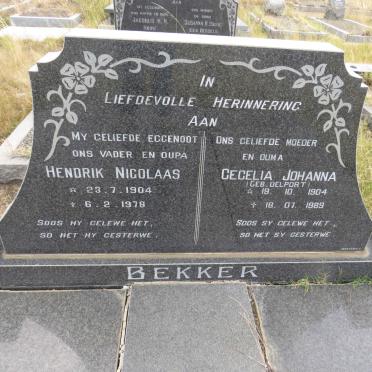 BEKKER Hendrik Nicolaas 1904-1978 & Cecelia Johanna DELPORT 1904-1989 