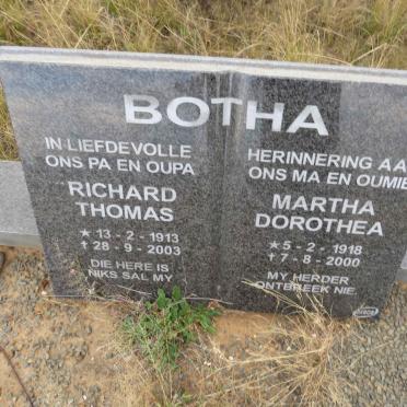 BOTHA Richard Thomas 1913-2003 & Martha Dorothea 1918-2000