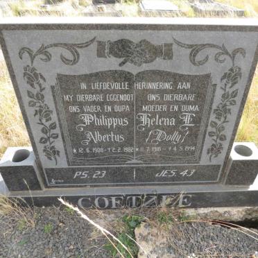 COETZEE Philippus Albertus 1908-1982 & Helena E. 1916-1994