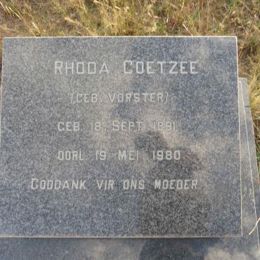 COETZEE Rhoda nee VORSTER 1891-1980